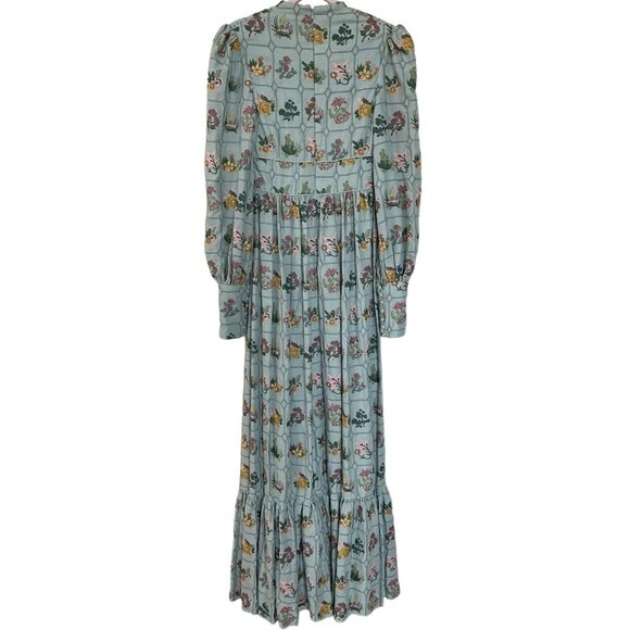 Mac‎ Duggal Dress Gown Size 2 Boho Cottage Peasant Floral Embroidered - Picture 6 of 12